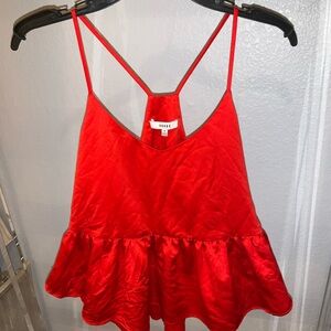 RHODE Red Asymmetrical Peplum Camisole